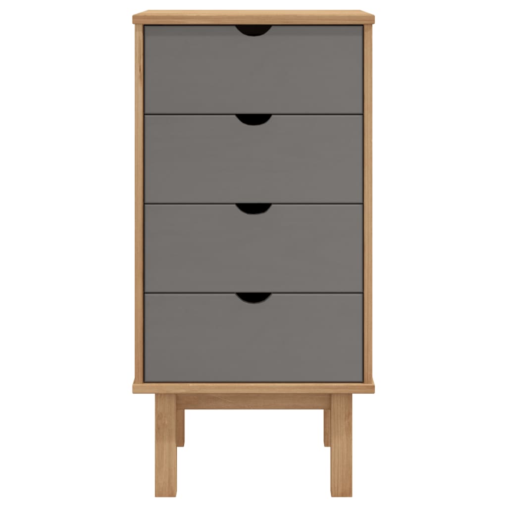 vidaXL Dulap cu sertar "OTTA", maro/gri, 45x39x90cm, lemn masiv pin