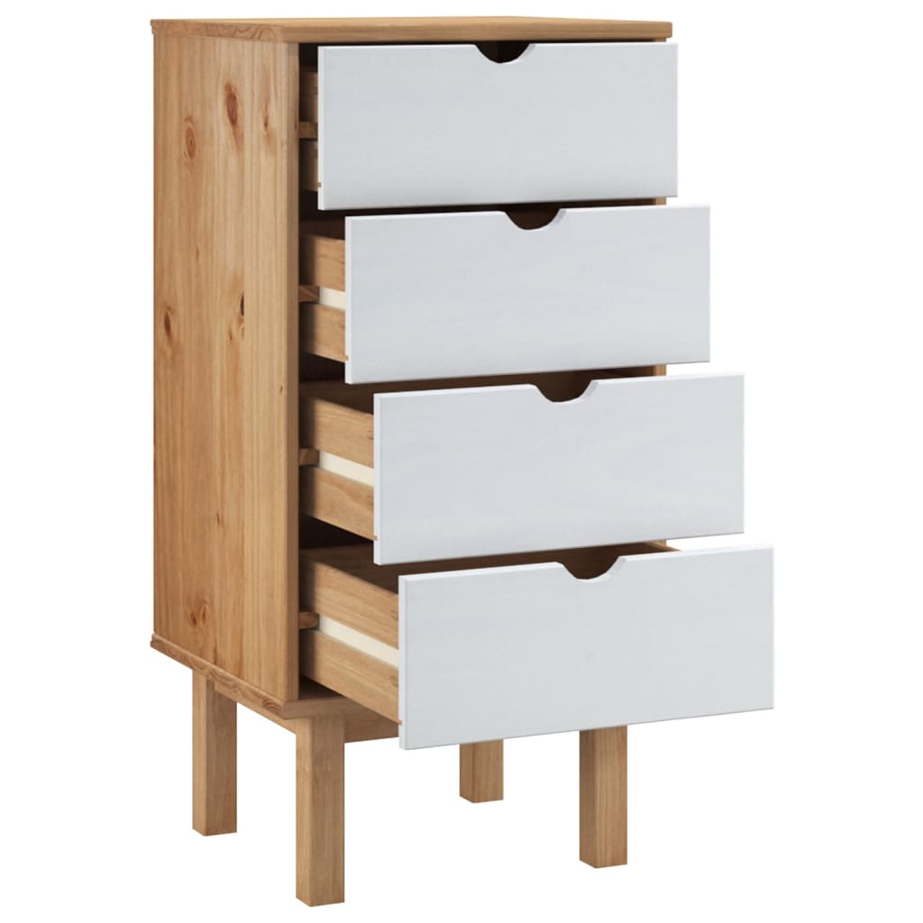 vidaXL Dulap cu sertar "OTTA", maro/alb, 45x39x90 cm, lemn masiv pin vidaXL Dulap cu sertar "OTTA", maro/alb, 45x39x90 cm, lemn masiv pin