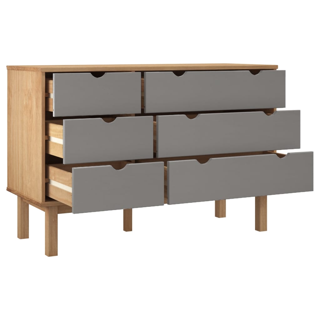 vidaXL Dulap cu sertar OTTA maro/gri, 111x43x73,5 cm, lemn masiv pin vidaXL Dulap cu sertar OTTA maro/gri, 111x43x73,5 cm, lemn masiv pin
