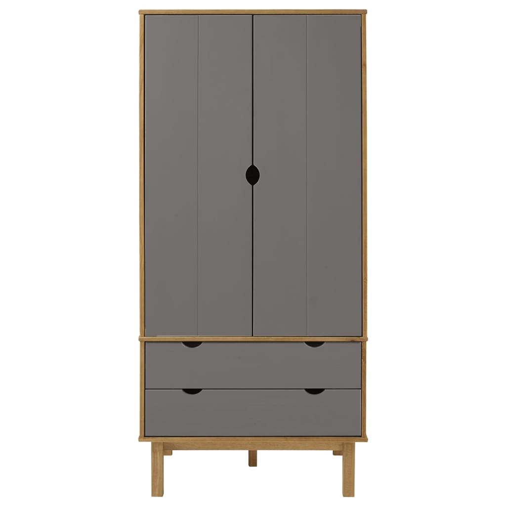 vidaXL Șifonier OTTA, maro și gri, 76,5x53x172 cm, lemn masiv pin vidaXL Șifonier OTTA, maro și gri, 76,5x53x172 cm, lemn masiv pin
