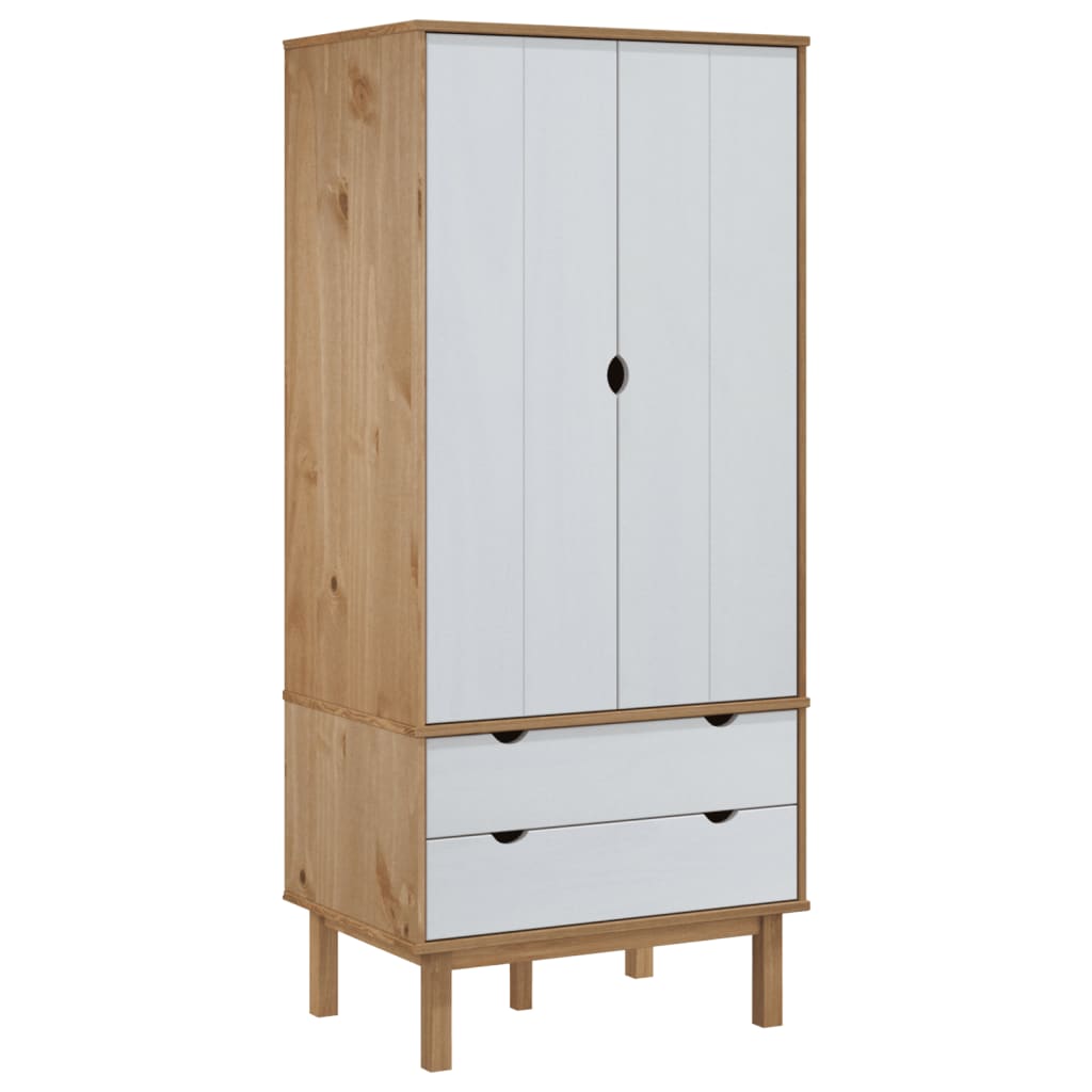 vidaXL Șifonier OTTA, maro și alb, 76,5x53x172 cm, lemn masiv pin vidaXL Șifonier OTTA, maro și alb, 76,5x53x172 cm, lemn masiv pin