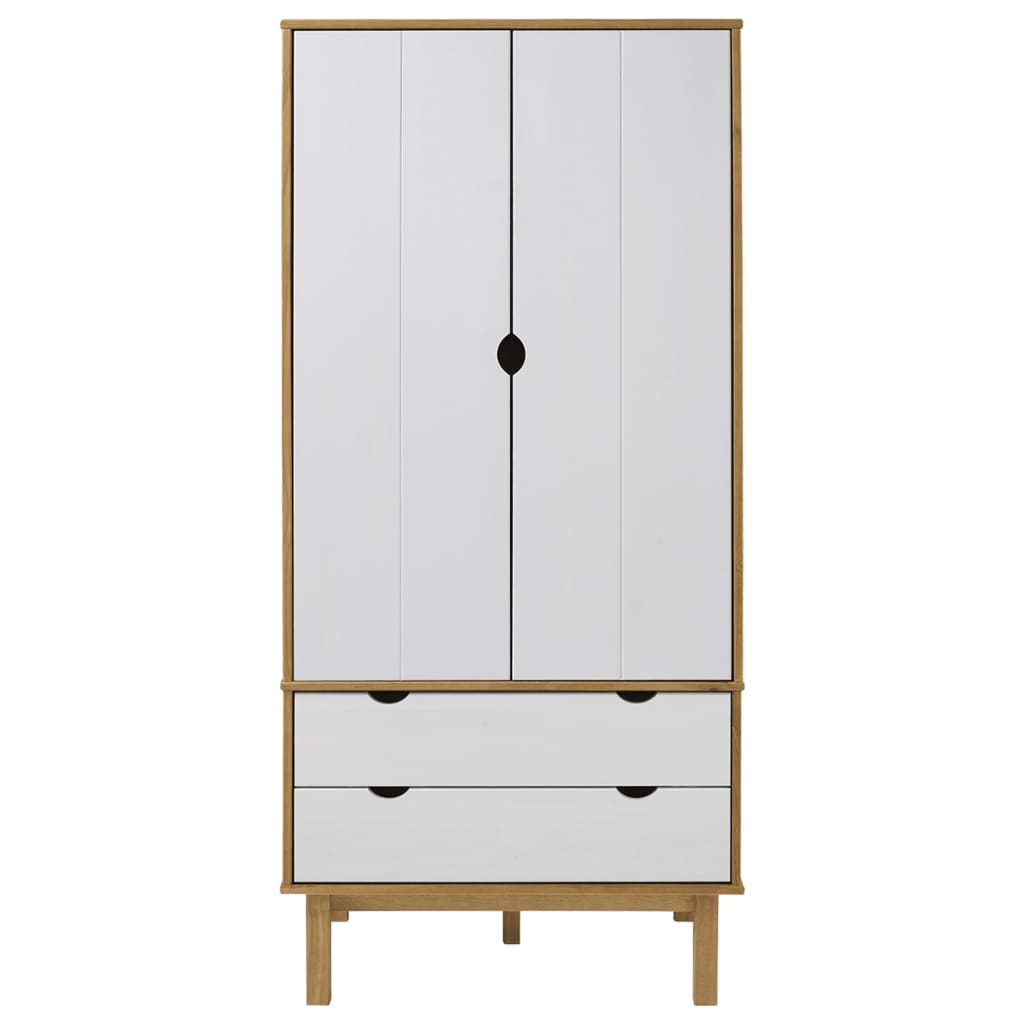 vidaXL Șifonier OTTA, maro și alb, 76,5x53x172 cm, lemn masiv pin vidaXL Șifonier OTTA, maro și alb, 76,5x53x172 cm, lemn masiv pin