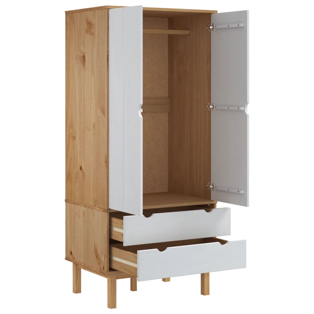 vidaXL Șifonier OTTA, maro și alb, 76,5x53x172 cm, lemn masiv pin vidaXL Șifonier OTTA, maro și alb, 76,5x53x172 cm, lemn masiv pin
