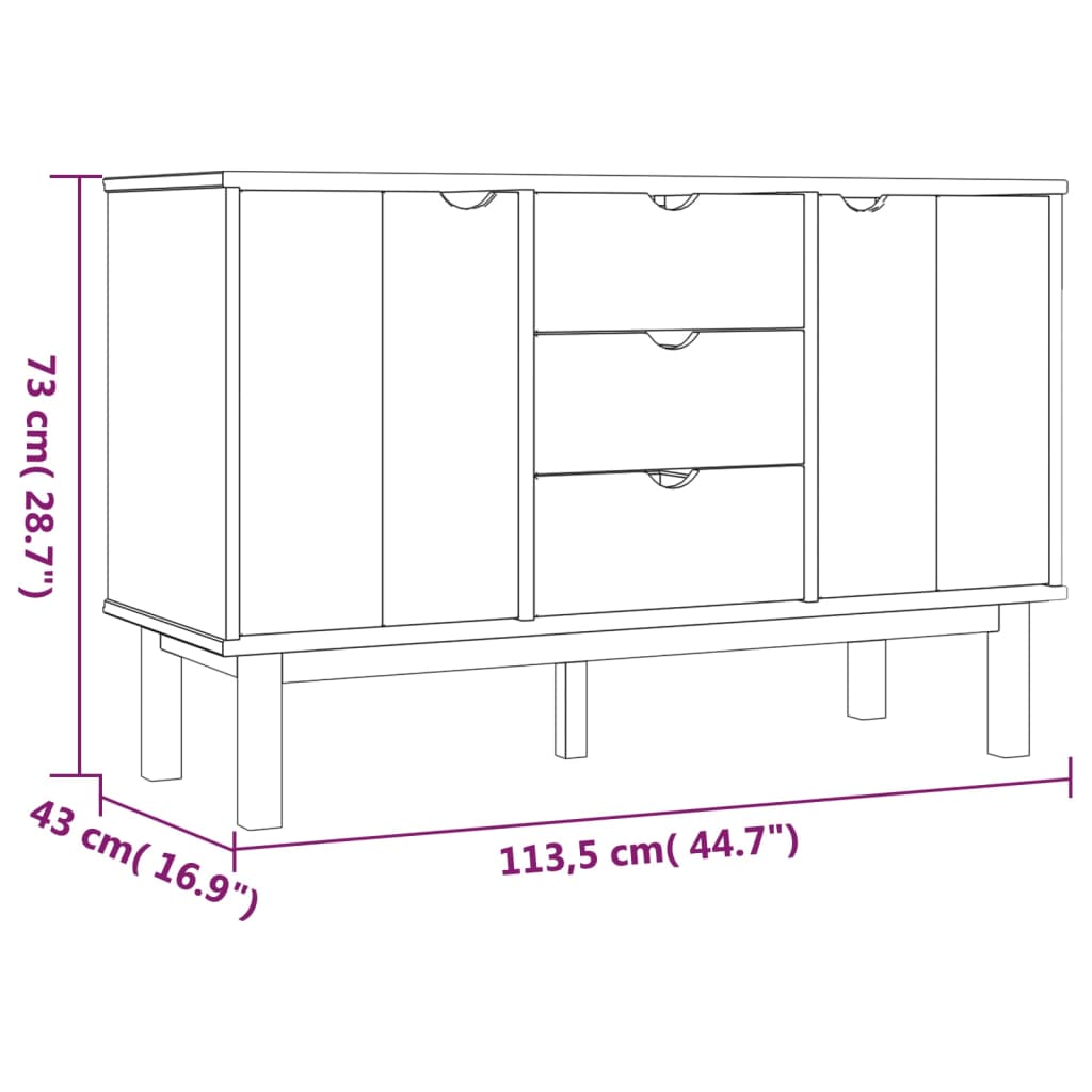 vidaXL Servantă OTTA, 113,5x43x73 cm, lemn masiv de pin vidaXL Servantă OTTA, 113,5x43x73 cm, lemn masiv de pin