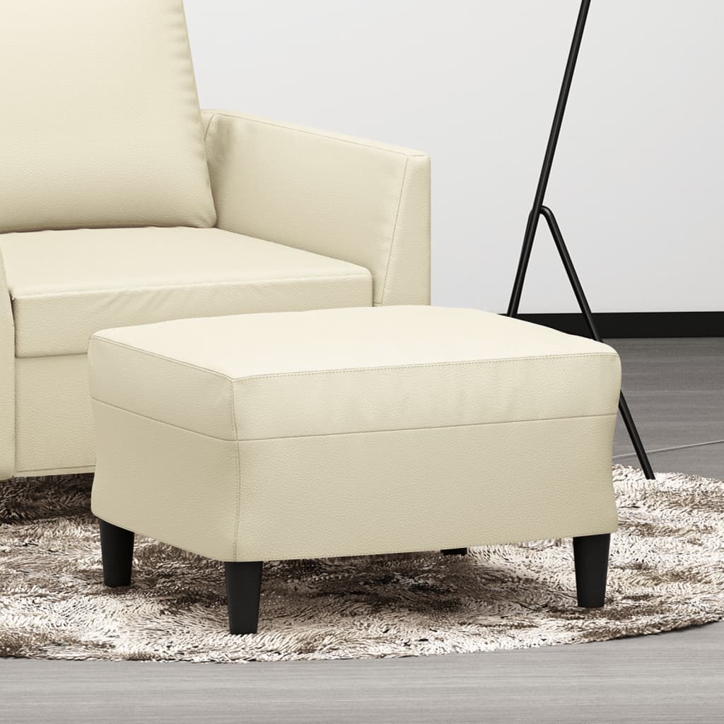 vidaXL Taburet, crem, 60x50x41 cm, piele ecologică vidaXL Taburet, crem, 60x50x41 cm, piele ecologică