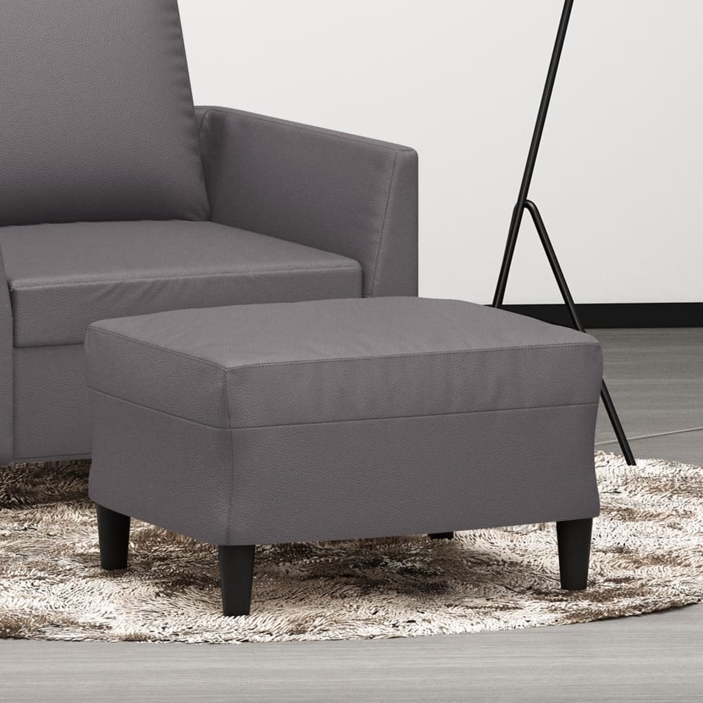 vidaXL Taburet, gri, 60x50x41 cm, piele ecologică vidaXL Taburet, gri, 60x50x41 cm, piele ecologică