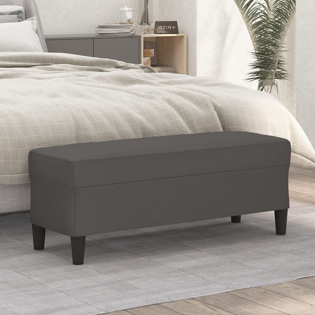 vidaXL Bancă, gri, 100x35x41 cm, piele ecologică vidaXL Bancă, gri, 100x35x41 cm, piele ecologică