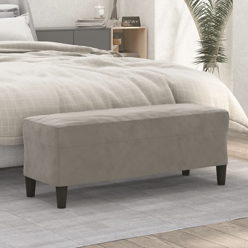 vidaXL Bancă, gri deschis, 100x35x41 cm, catifea vidaXL Bancă, gri deschis, 100x35x41 cm, catifea