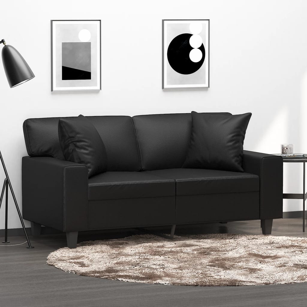 vidaXL Perne decorative, 2 buc., negru, 40x40 cm, piele ecologică vidaXL Perne decorative, 2 buc., negru, 40x40 cm, piele ecologică