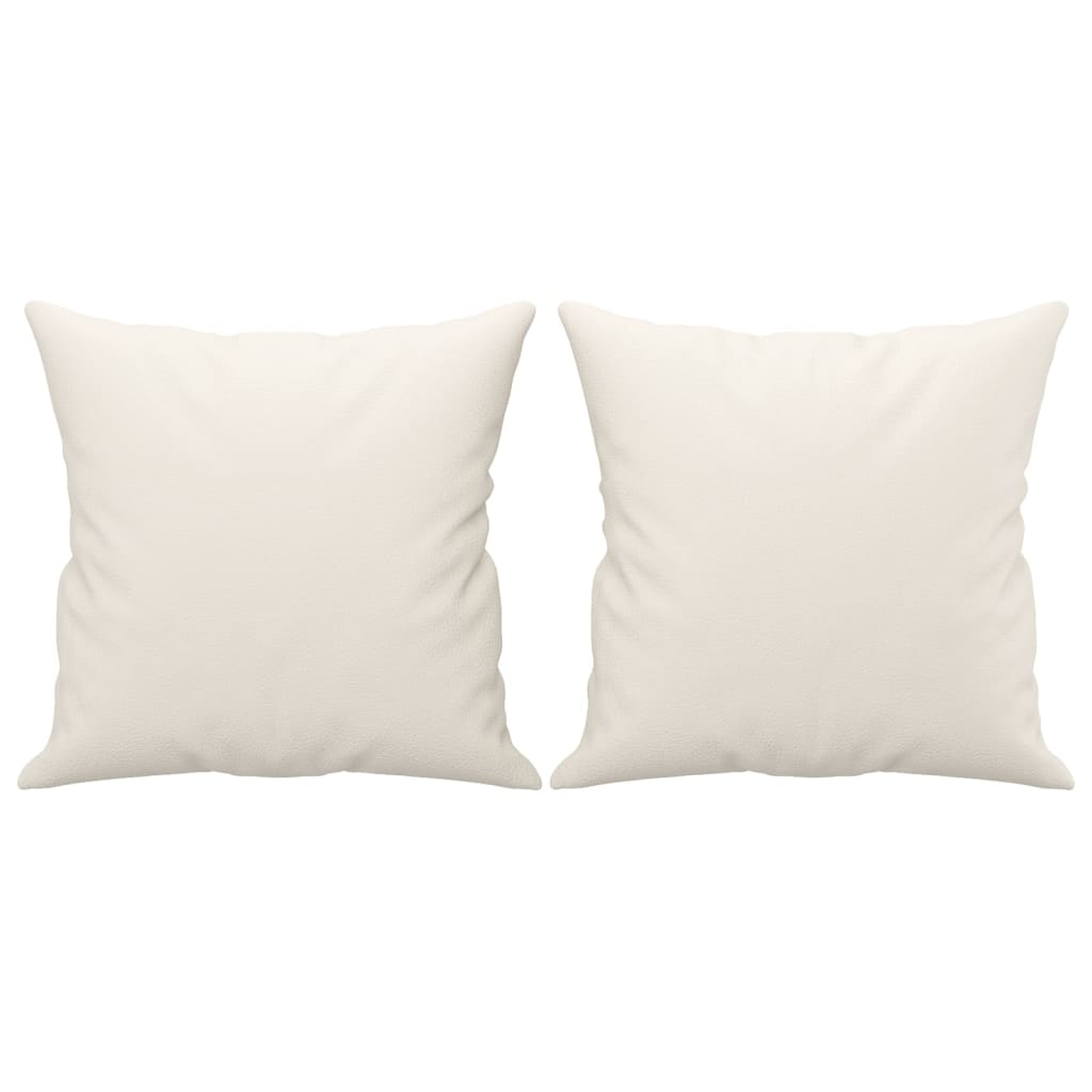 vidaXL Perne decorative, 2 buc., crem, 40x40 cm, piele ecologică vidaXL Perne decorative, 2 buc., crem, 40x40 cm, piele ecologică