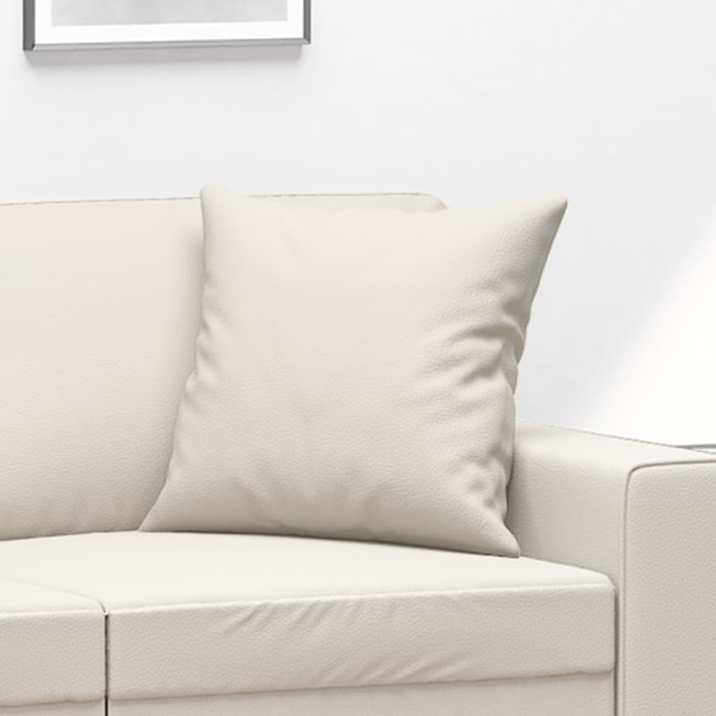 vidaXL Perne decorative, 2 buc., crem, 40x40 cm, piele ecologică vidaXL Perne decorative, 2 buc., crem, 40x40 cm, piele ecologică