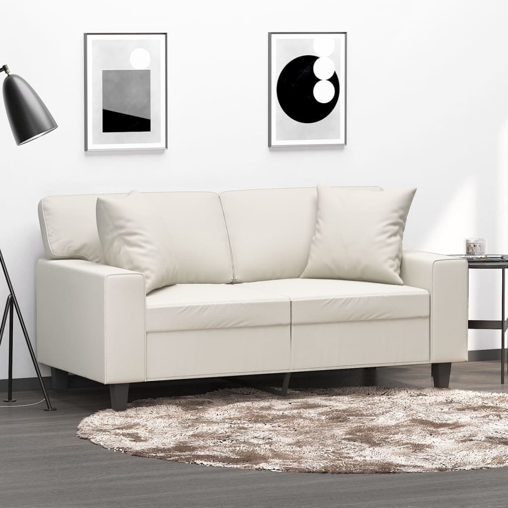 vidaXL Perne decorative, 2 buc., crem, 40x40 cm, piele ecologică vidaXL Perne decorative, 2 buc., crem, 40x40 cm, piele ecologică