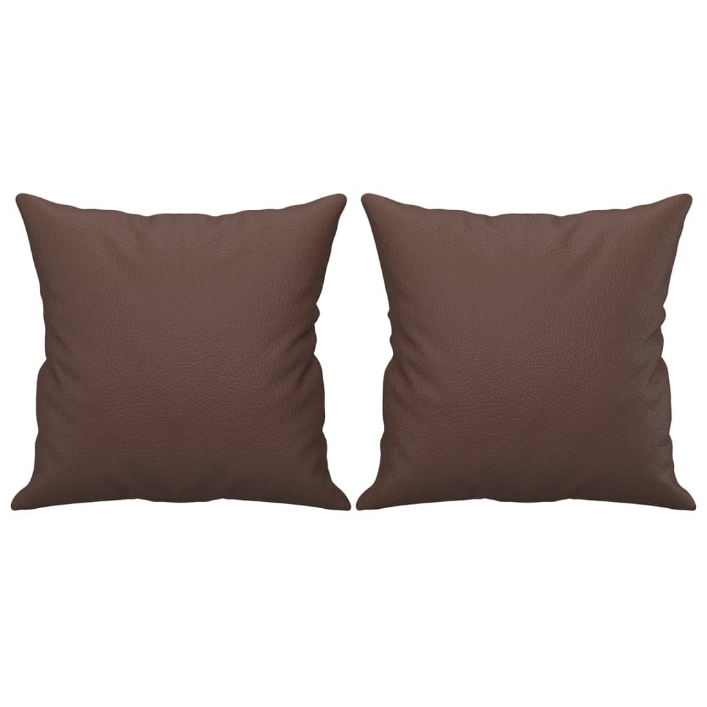 vidaXL Perne decorative, 2 buc., maro, 40x40 cm, piele ecologică vidaXL Perne decorative, 2 buc., maro, 40x40 cm, piele ecologică