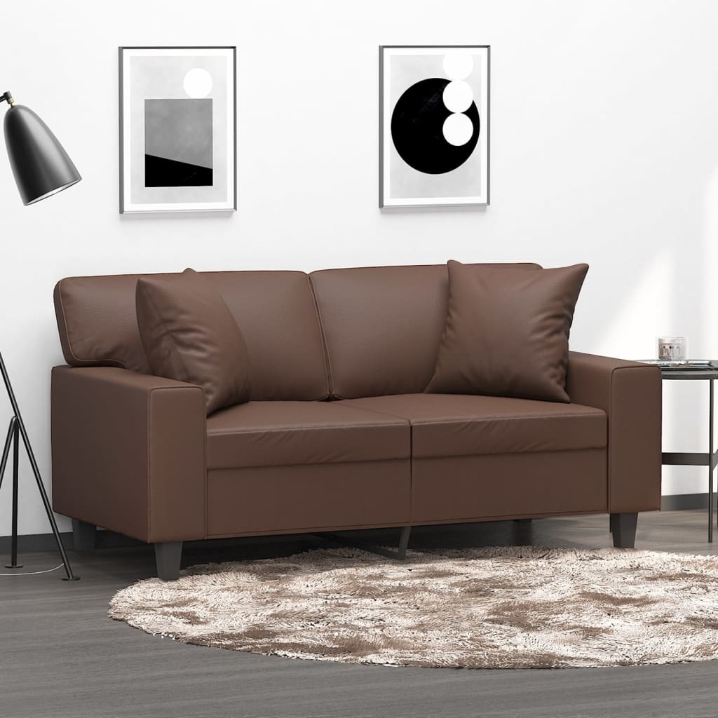 vidaXL Perne decorative, 2 buc., maro, 40x40 cm, piele ecologică vidaXL Perne decorative, 2 buc., maro, 40x40 cm, piele ecologică