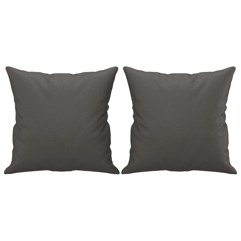 vidaXL Perne decorative, 2 buc., gri, 40x40 cm, piele ecologică vidaXL Perne decorative, 2 buc., gri, 40x40 cm, piele ecologică