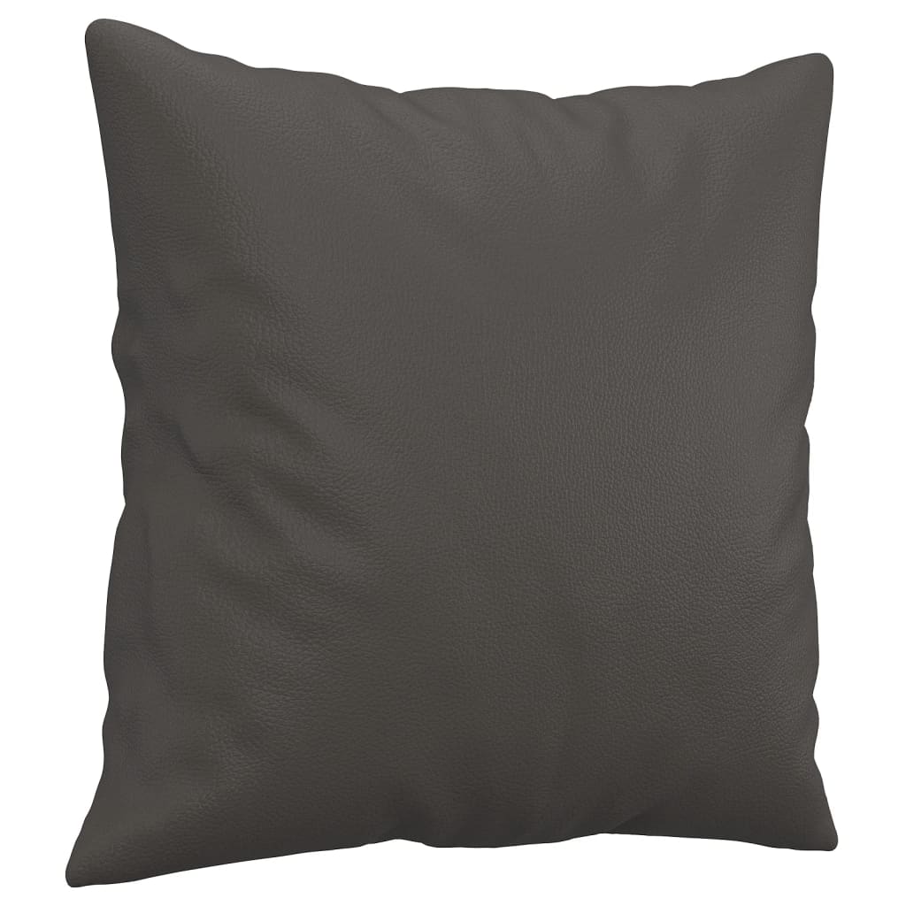 vidaXL Perne decorative, 2 buc., gri, 40x40 cm, piele ecologică vidaXL Perne decorative, 2 buc., gri, 40x40 cm, piele ecologică