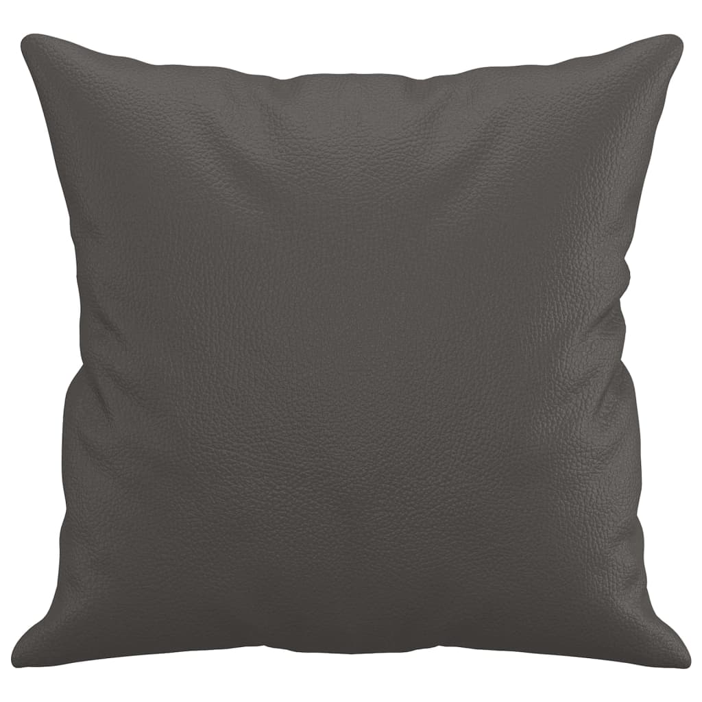 vidaXL Perne decorative, 2 buc., gri, 40x40 cm, piele ecologică vidaXL Perne decorative, 2 buc., gri, 40x40 cm, piele ecologică