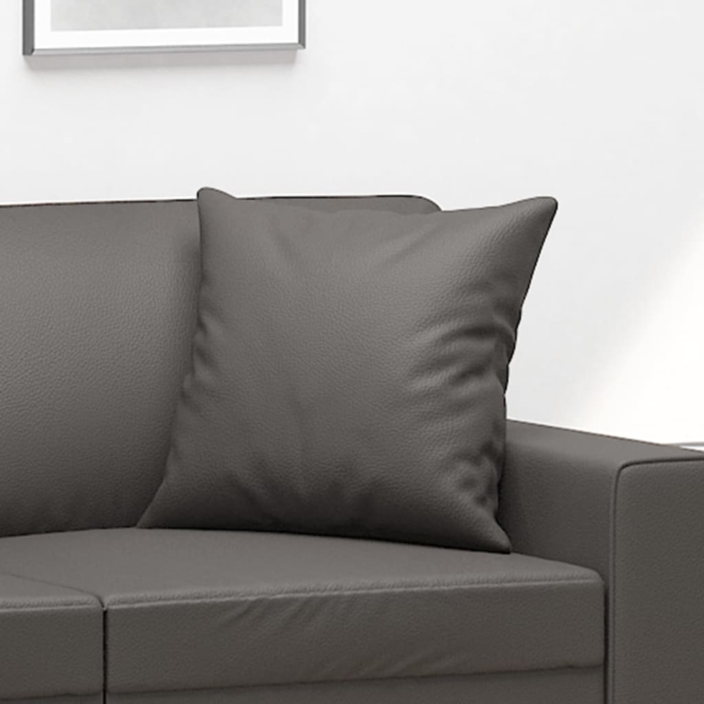 vidaXL Perne decorative, 2 buc., gri, 40x40 cm, piele ecologică vidaXL Perne decorative, 2 buc., gri, 40x40 cm, piele ecologică