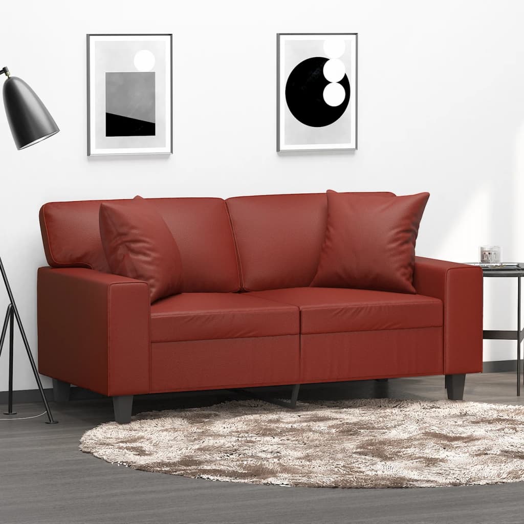 vidaXL Perne decorative, 2 buc., roșu vin, 40x40 cm, piele ecologică vidaXL Perne decorative, 2 buc., roșu vin, 40x40 cm, piele ecologică