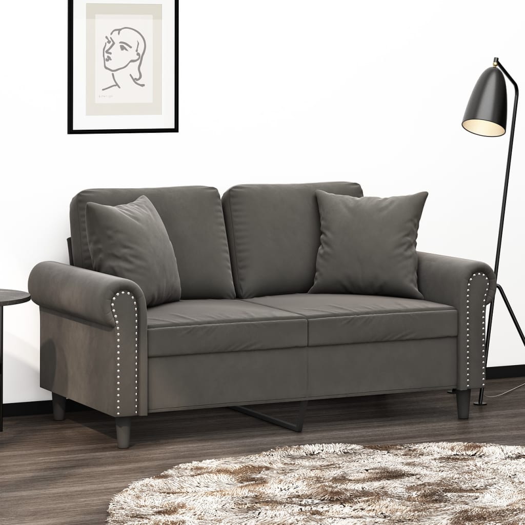 vidaXL Perne decorative, 2 buc., gri închis, 40x40 cm, catifea vidaXL Perne decorative, 2 buc., gri închis, 40x40 cm, catifea