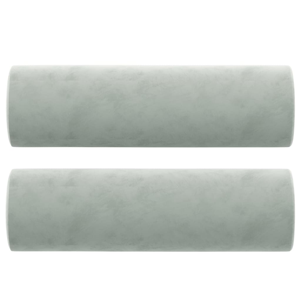 vidaXL Perne decorative, 2 buc., gri deschis, Ø15x50 cm, catifea vidaXL Perne decorative, 2 buc., gri deschis, Ø15x50 cm, catifea