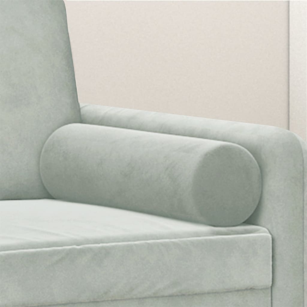 vidaXL Perne decorative, 2 buc., gri deschis, Ø15x50 cm, catifea vidaXL Perne decorative, 2 buc., gri deschis, Ø15x50 cm, catifea