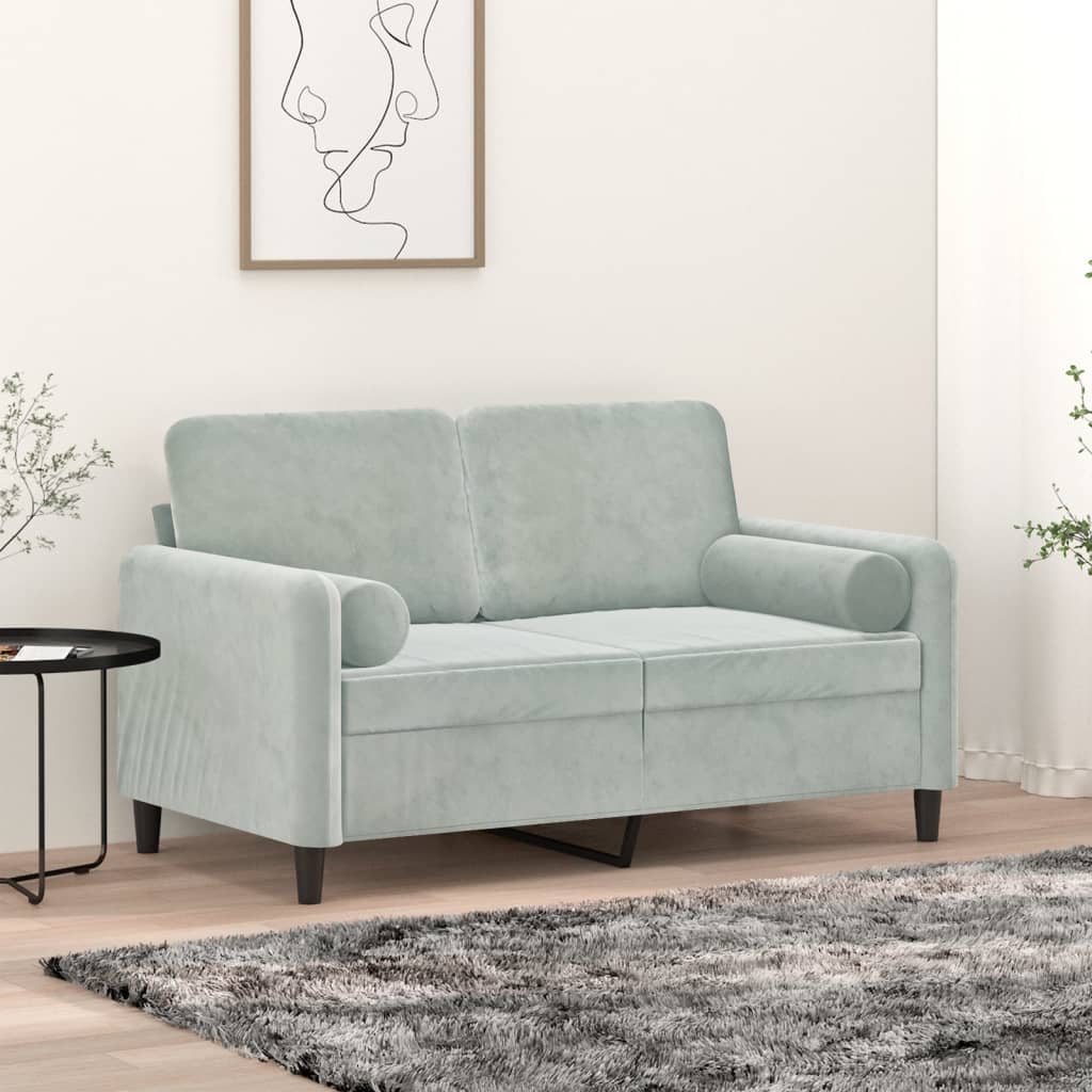 vidaXL Perne decorative, 2 buc., gri deschis, Ø15x50 cm, catifea vidaXL Perne decorative, 2 buc., gri deschis, Ø15x50 cm, catifea