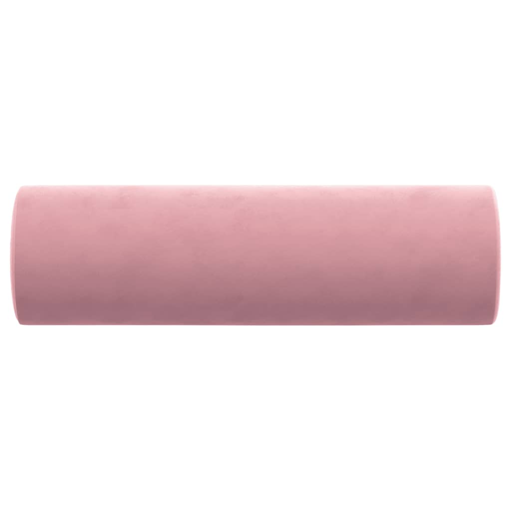 vidaXL Perne decorative, 2 buc., roz, Ø15x50 cm, catifea vidaXL Perne decorative, 2 buc., roz, Ø15x50 cm, catifea