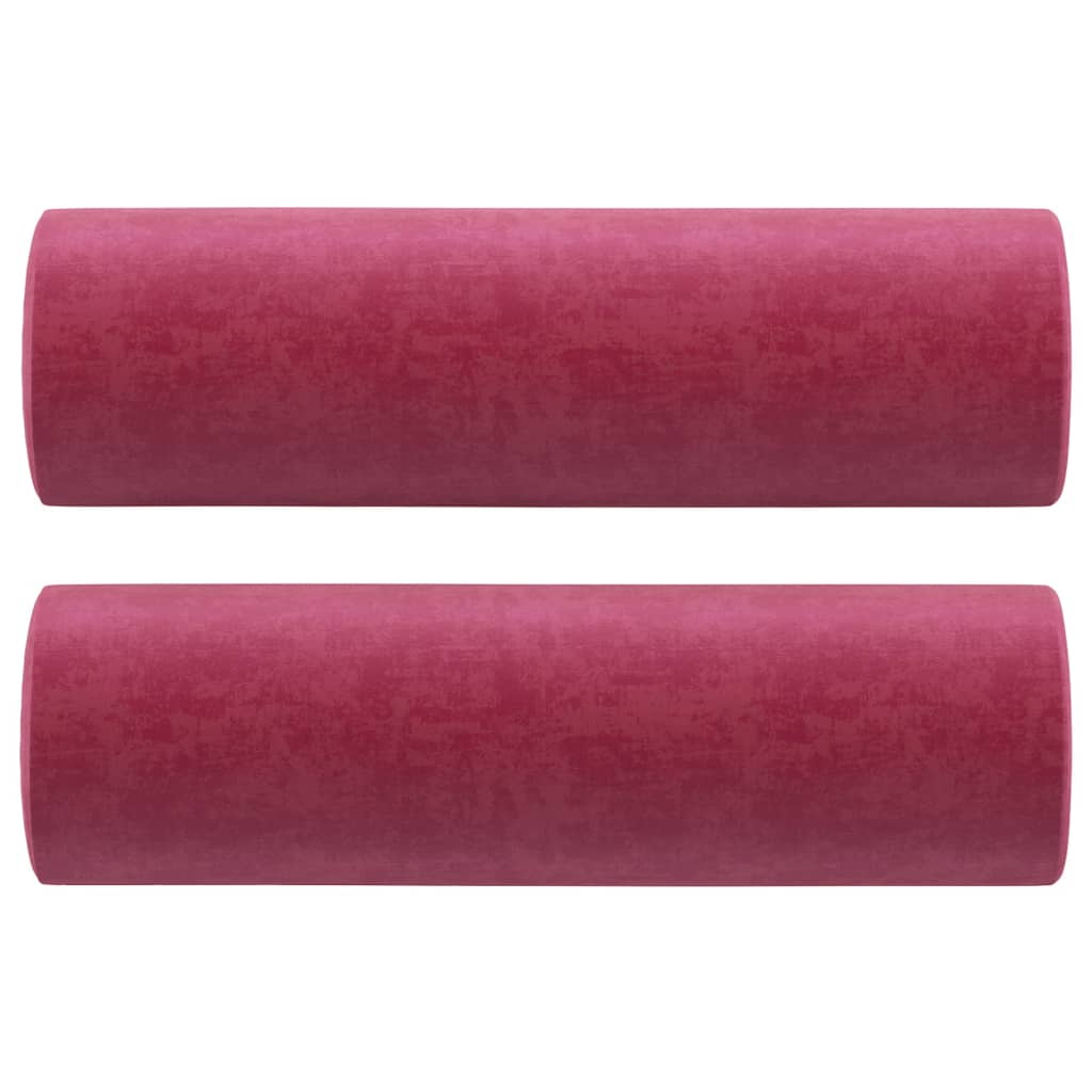 vidaXL Perne decorative, 2 buc., roșu vin, Ø15x50 cm, catifea vidaXL Perne decorative, 2 buc., roșu vin, Ø15x50 cm, catifea