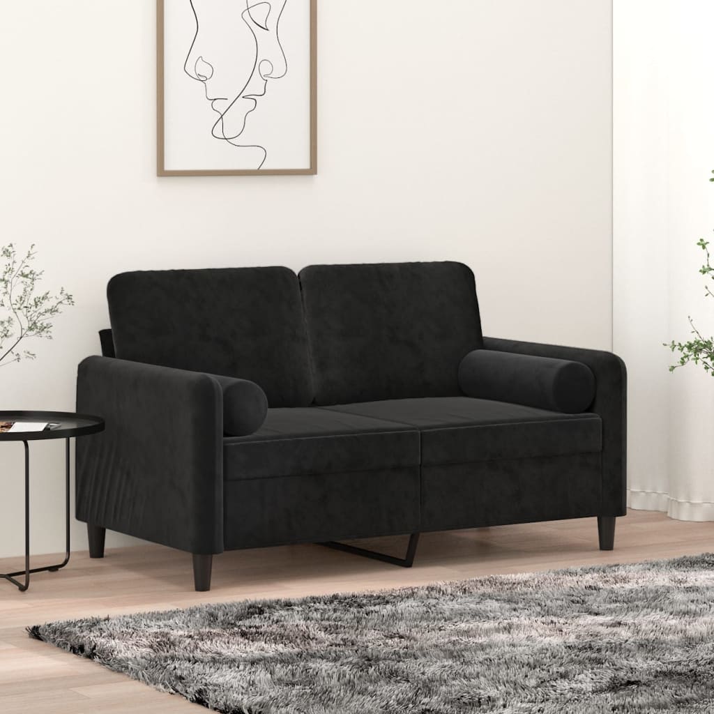 vidaXL Perne decorative, 2 buc., negru, Ø15x50 cm, catifea vidaXL Perne decorative, 2 buc., negru, Ø15x50 cm, catifea