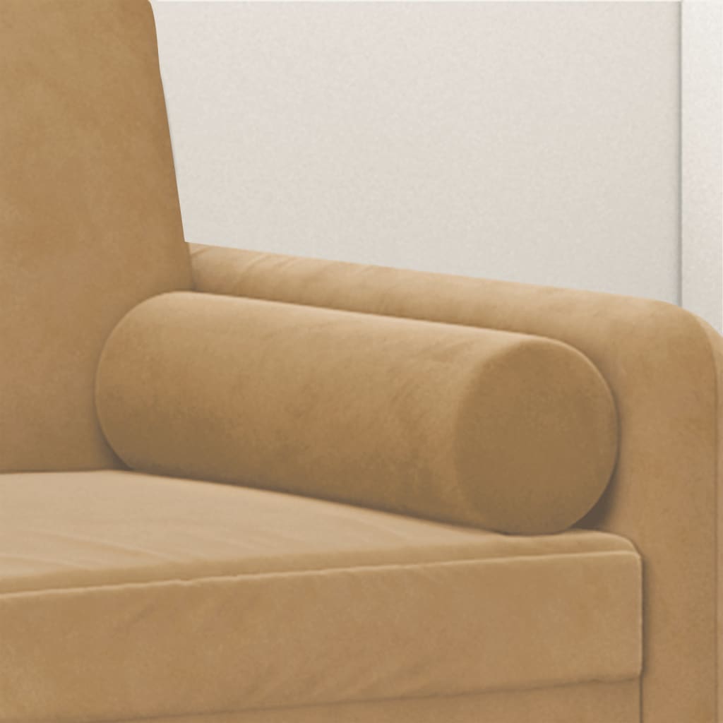 vidaXL Perne decorative, 2 buc., maro, Ø15x50 cm, catifea vidaXL Perne decorative, 2 buc., maro, Ø15x50 cm, catifea