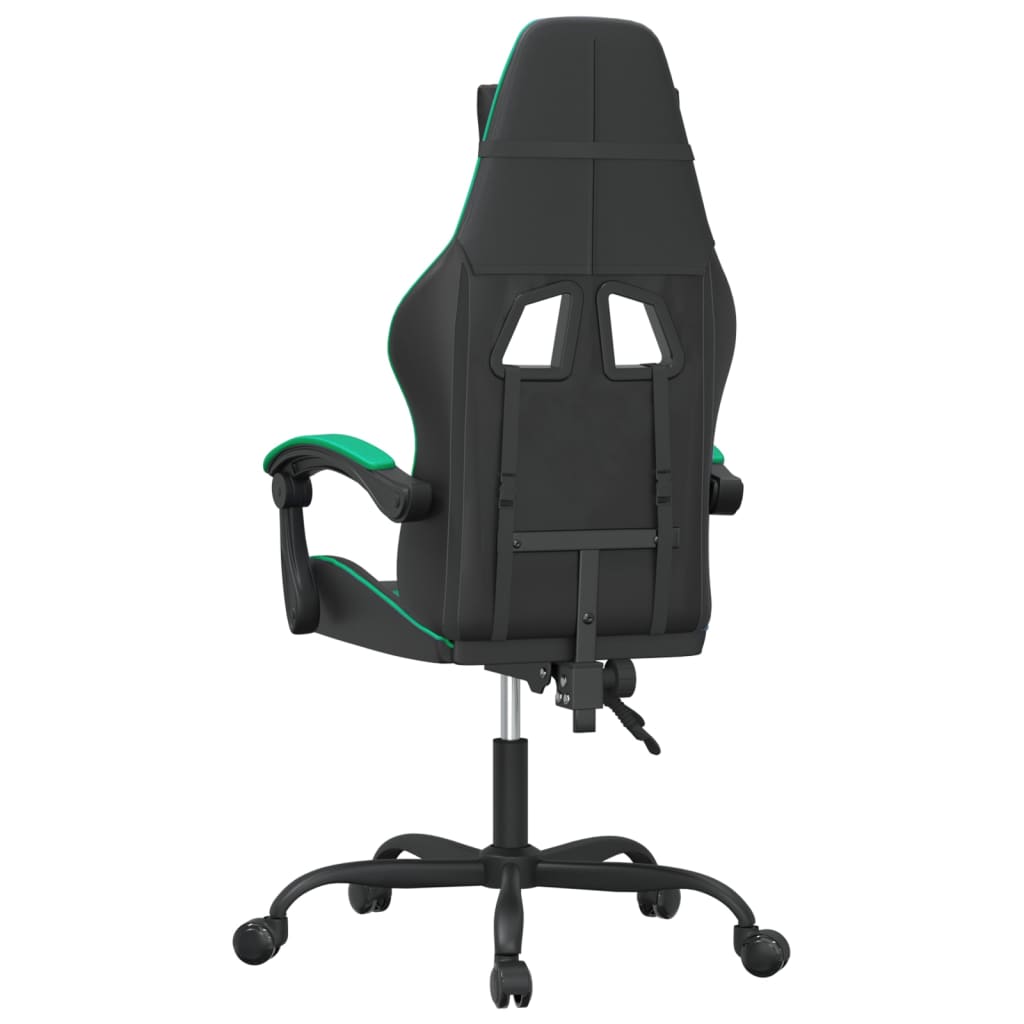 vidaXL Scaun de gaming pivotant, negru și verde, piele ecologică