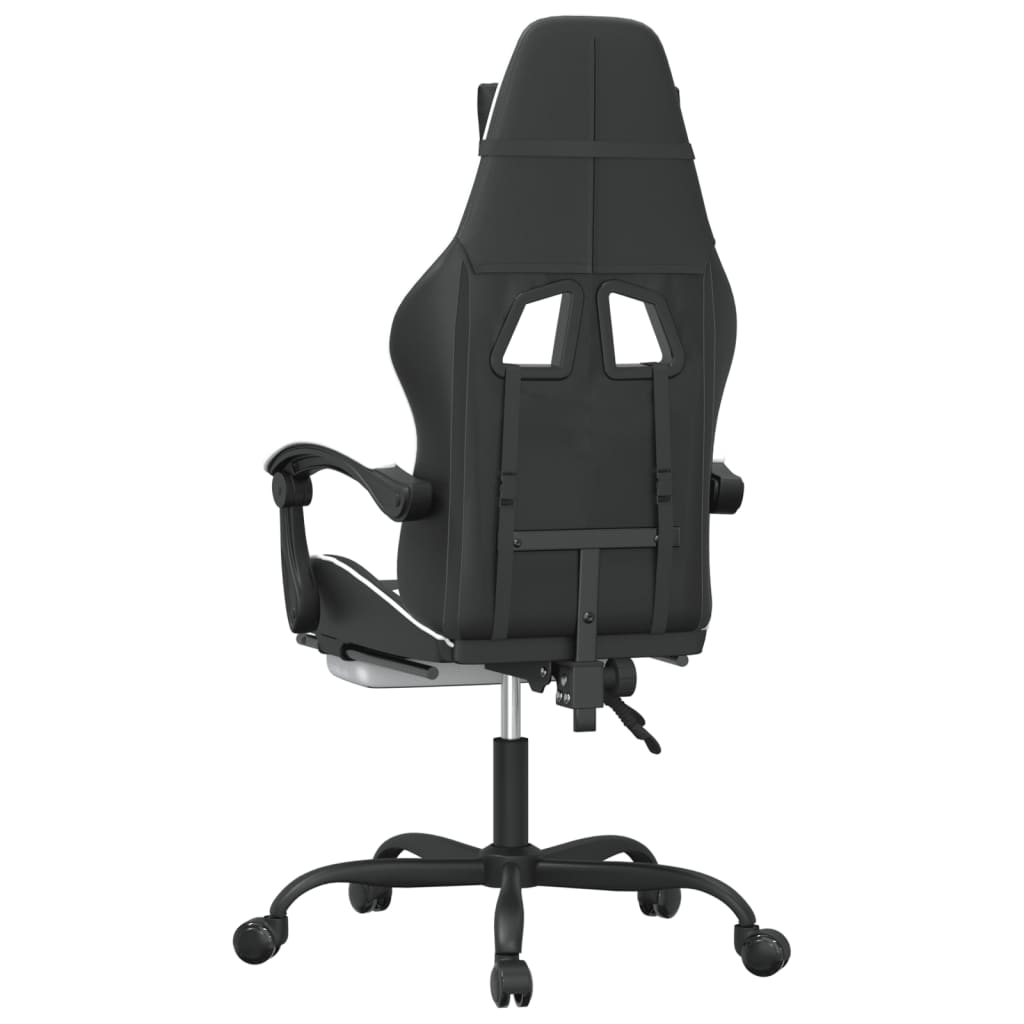vidaXL Scaun gaming pivotant/suport picioare negru/alb piele eco
