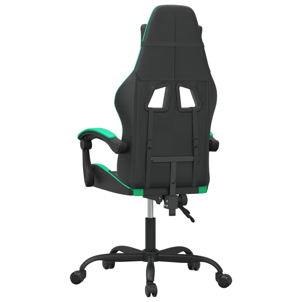 vidaXL Scaun de gaming pivotant, negru și verde, piele ecologică