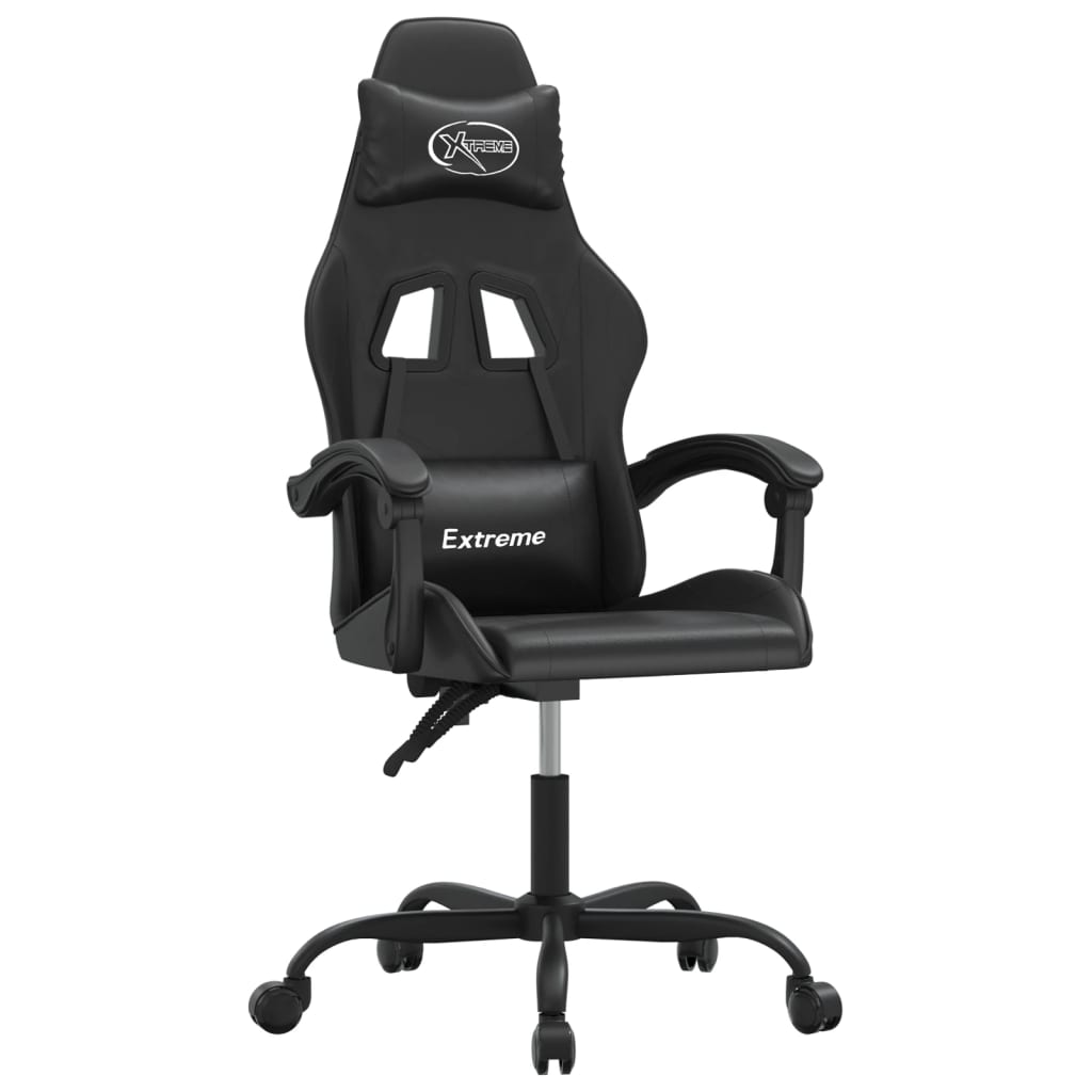 vidaXL Scaun de gaming pivotant, negru, piele ecologică