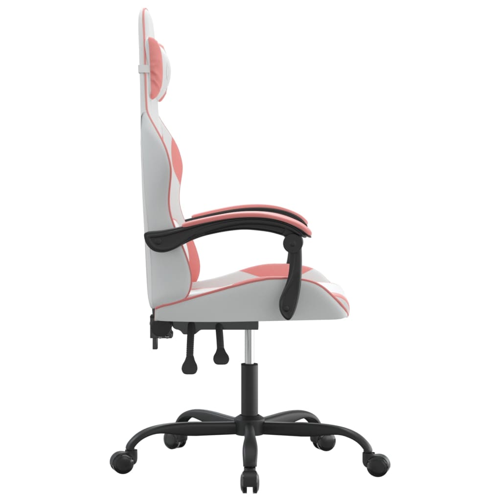 vidaXL Scaun de gaming pivotant, alb și roz, piele ecologică vidaXL Scaun de gaming pivotant, alb și roz, piele ecologică