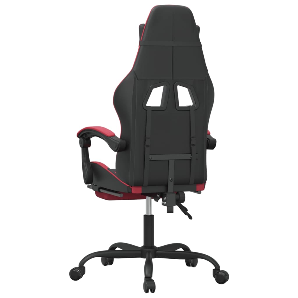 vidaXL Scaun gaming pivotant/suport picioare negru/roșu vin piele eco