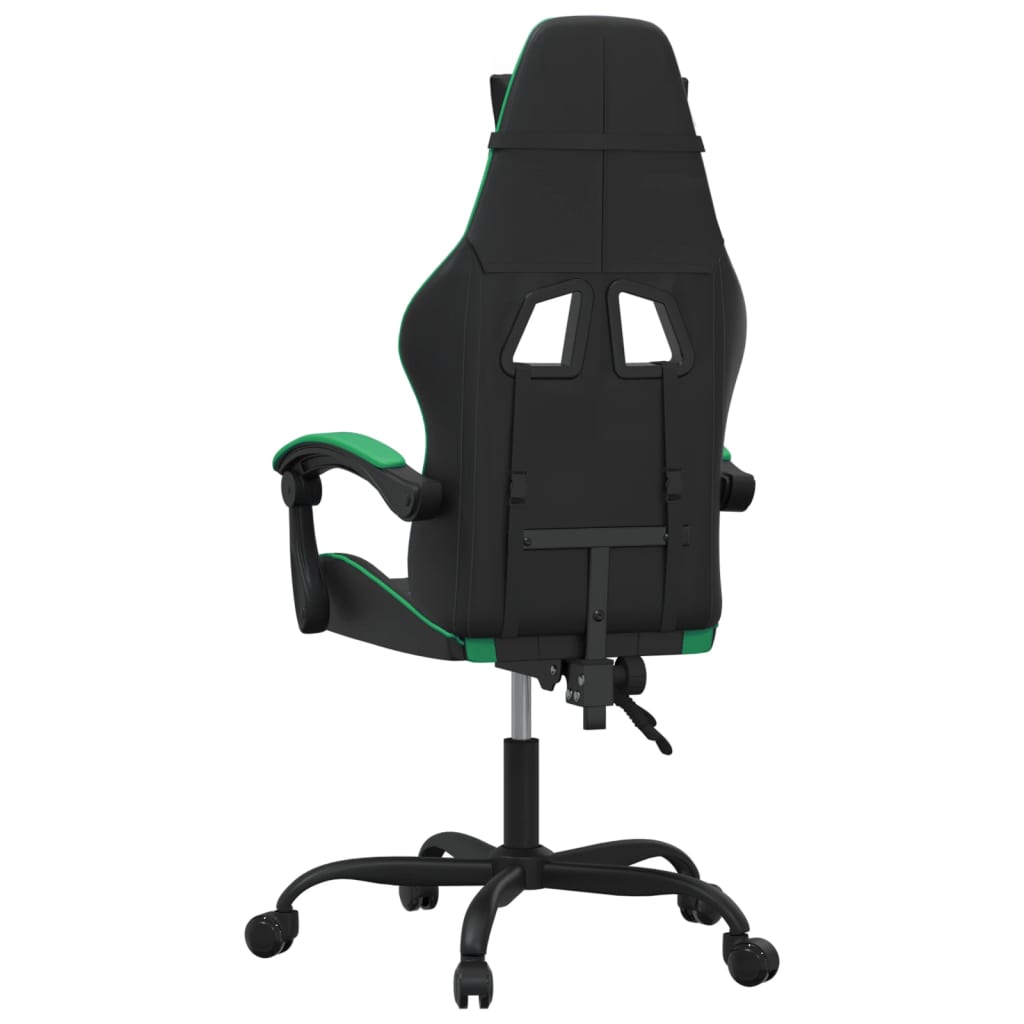 vidaXL Scaun de gaming pivotant, negru și verde, piele ecologică