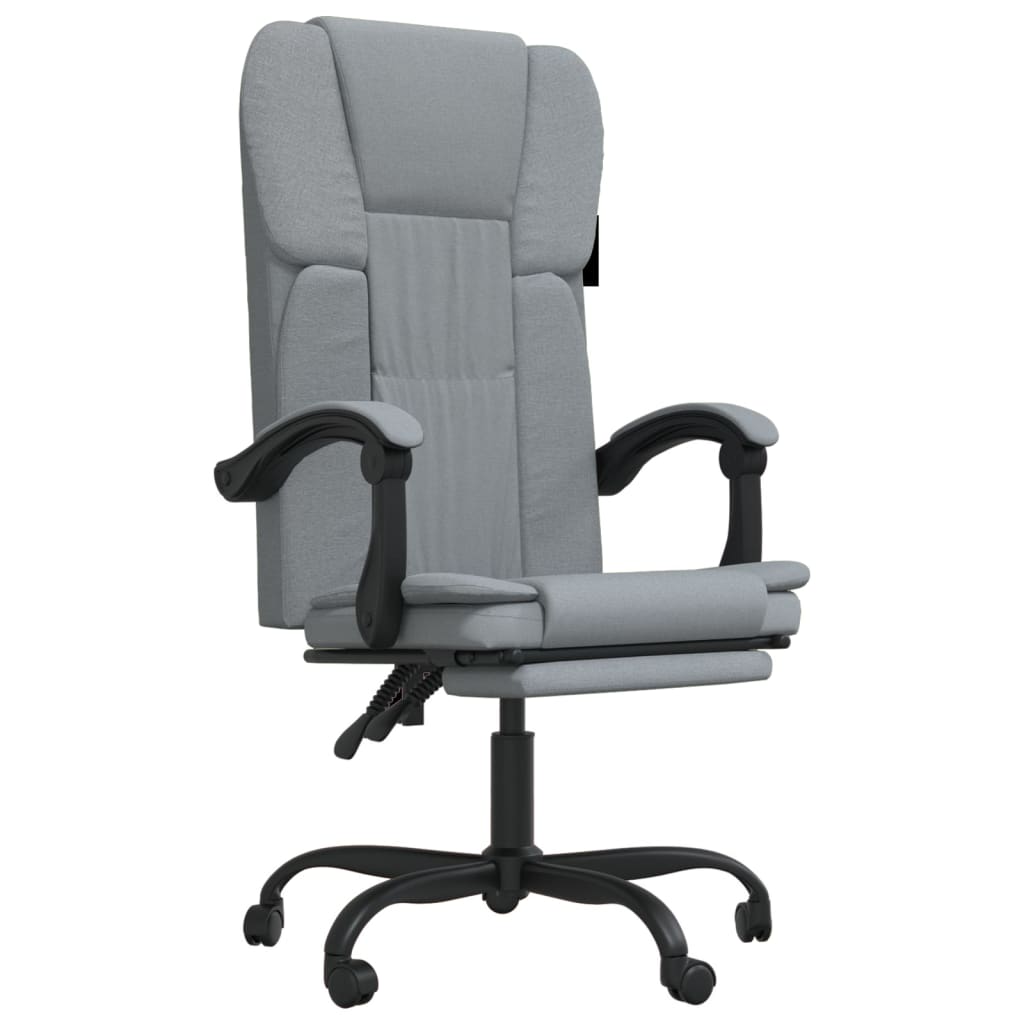 vidaXL Fotoliu de birou rabatabil, gri deschis, textil vidaXL Fotoliu de birou rabatabil, gri deschis, textil