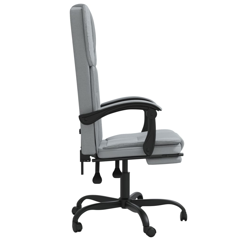 vidaXL Fotoliu de birou rabatabil, gri deschis, textil vidaXL Fotoliu de birou rabatabil, gri deschis, textil