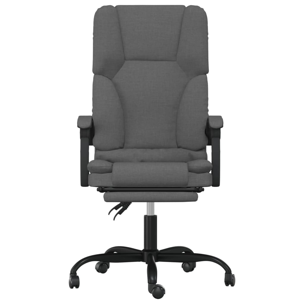 vidaXL Fotoliu de birou rabatabil cu masaj, gri închis, textil