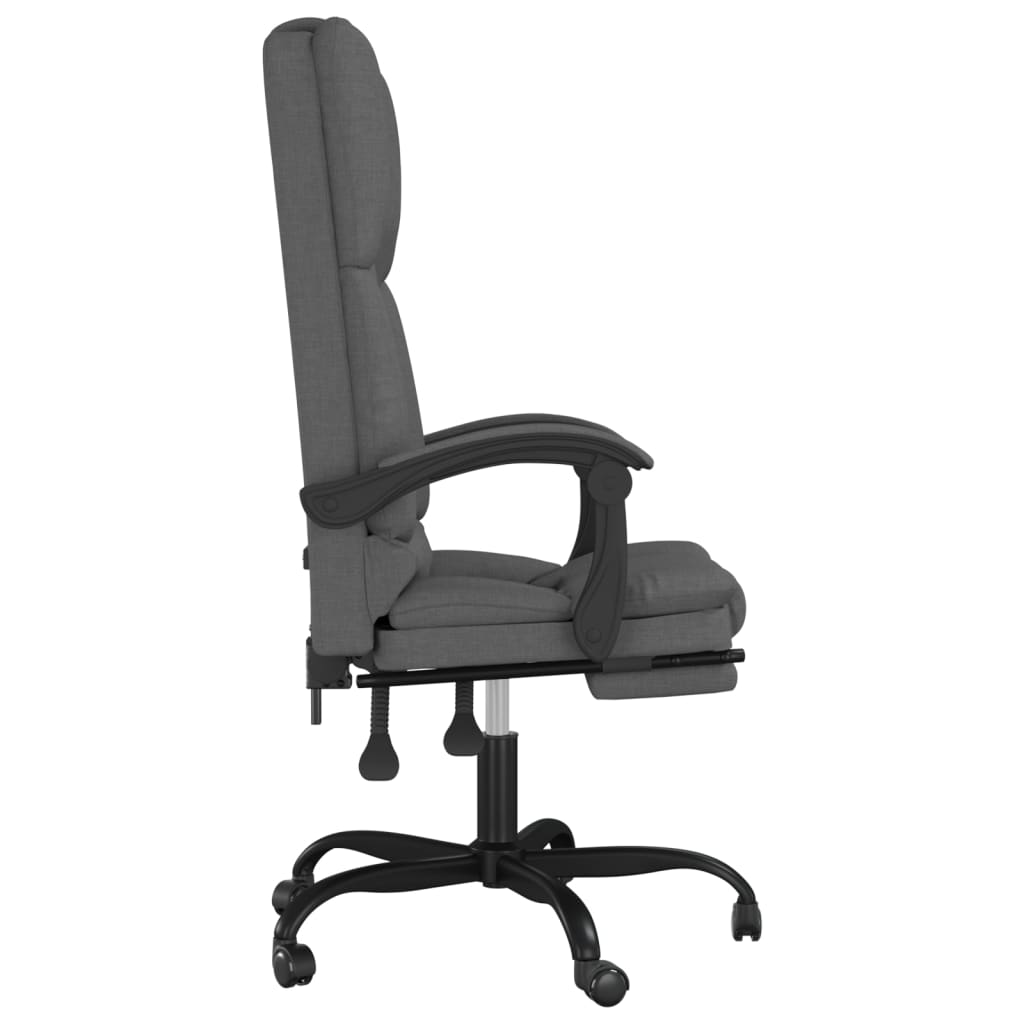 vidaXL Fotoliu de birou rabatabil cu masaj, gri închis, textil