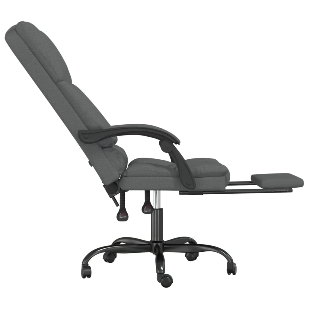 vidaXL Fotoliu de birou rabatabil cu masaj, gri închis, textil