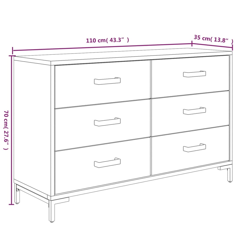 vidaXL Servantă, maro, 110x35x70 cm, lemn masiv de pin reciclat