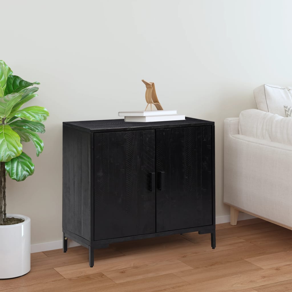 vidaXL Servantă, negru, 75x35x70 cm, lemn masiv de pin reciclat vidaXL Servantă, negru, 75x35x70 cm, lemn masiv de pin reciclat