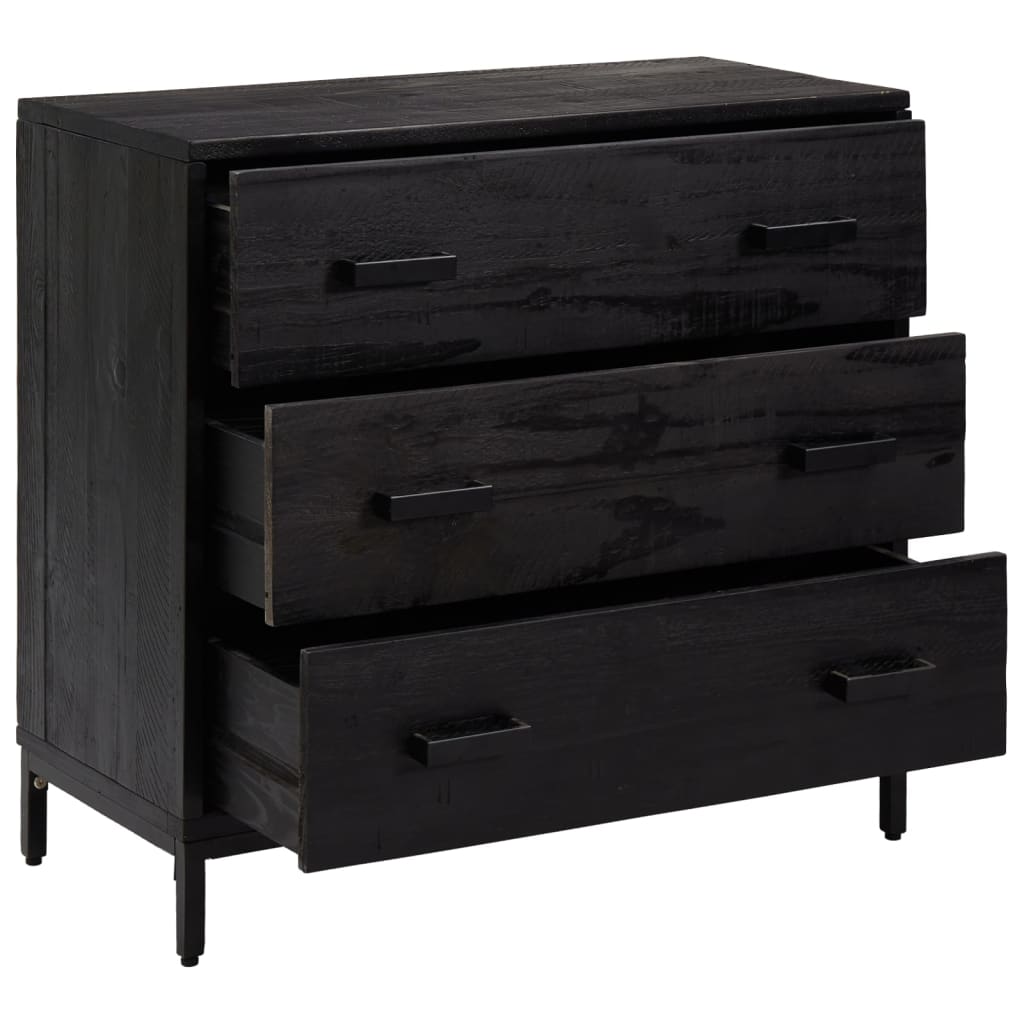 vidaXL Dulap cu sertare, negru, 75x35x70 cm, lemn masiv pin vidaXL Dulap cu sertare, negru, 75x35x70 cm, lemn masiv pin