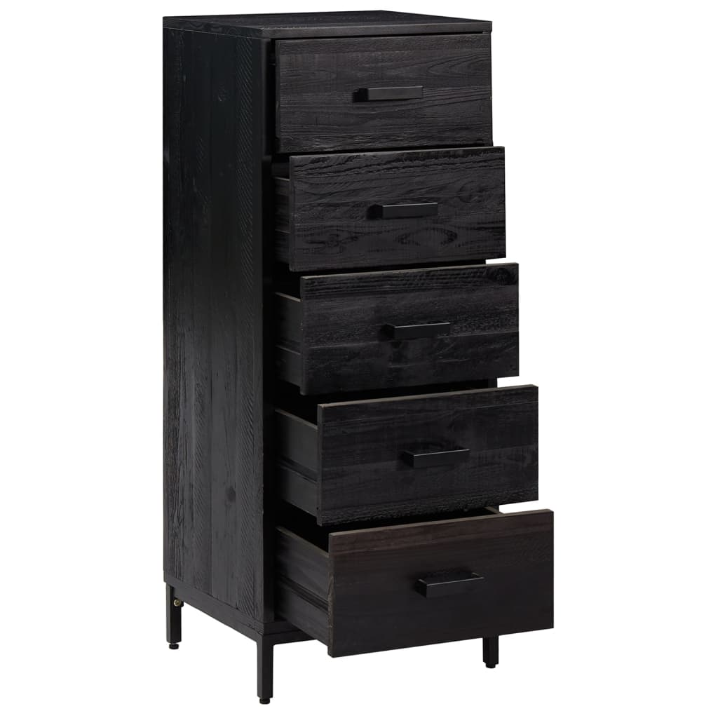 vidaXL Comodă cu sertare, negru, 42x35x110 cm, lemn masiv pin