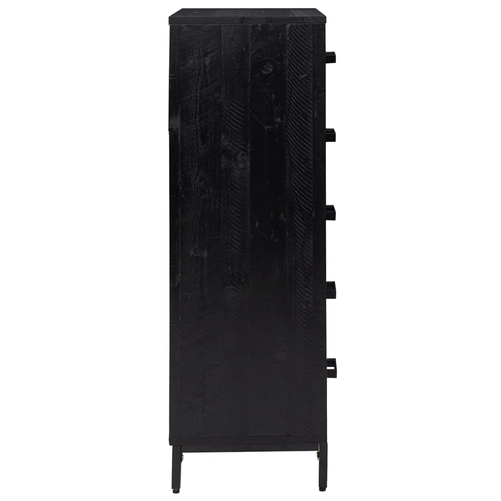 vidaXL Comodă cu sertare, negru, 42x35x110 cm, lemn masiv pin