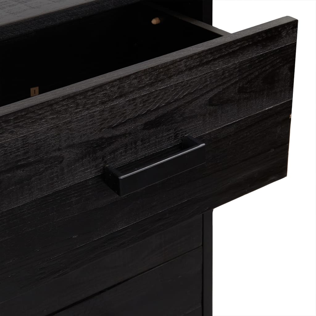 vidaXL Comodă cu sertare, negru, 42x35x110 cm, lemn masiv pin