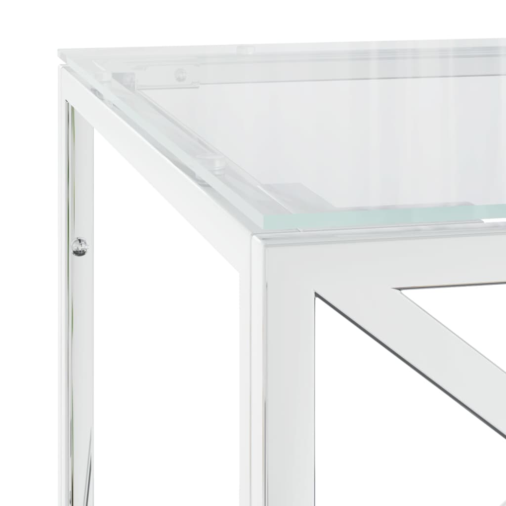 vidaXL Masă de cafea, 110x45x45 cm, oțel inoxidabil și sticlă vidaXL Masă de cafea, 110x45x45 cm, oțel inoxidabil și sticlă